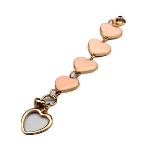 DIY phone case charm chain pink enamel heart alloy hanging strap decorative accessory.