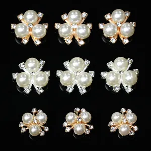 Zinc Alloy Artificial Pearl Rhinestone Flower DIY Hair Accessory Jewelry Findings Craft Decorative Material