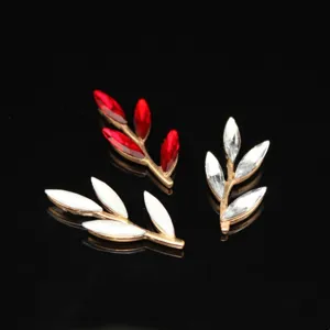 Alloy rhinestone leaf branch DIY craft charms for handmade hair accessories jewelry making