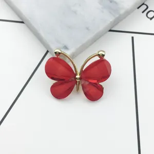 Red crystal butterfly alloy DIY accessory for phone case and hair clips decoration crafts