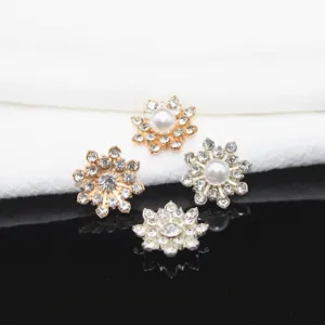DIY alloy rhinestone flower charms, sparkling pearl embellishments for hair accessories.