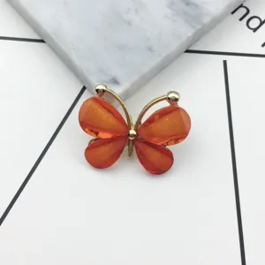 Crystal butterfly alloy charm for DIY phone case jewelry accessories orange color sparkling