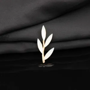 Gold and white enamel tree branch brooch alloy DIY fashion clothing accessory jewelry