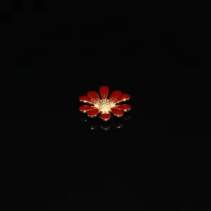 Red enamel daisy flower alloy charm DIY jewelry making accessory crafting supply phone decoration