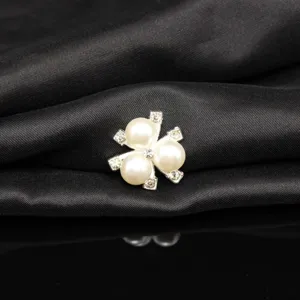 Alloy three pearl flower hair accessory DIY handmade apparel decoration fan accessory craft item