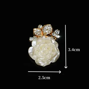 Elegant rose flower rhinestone alloy brooch accessory diy phone case clothing decor 3.4cm item