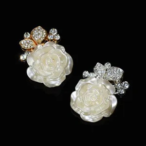 Alloy rose rhinestone shoe charms DIY phone case decorative flower buttons accessories