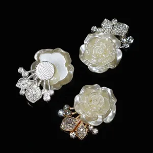 Exquisite Resin Rose Flower Rhinestone Alloy Shoe Charms DIY Accessories Detail View