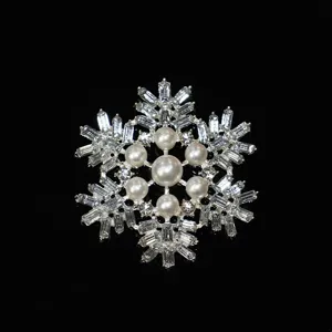 Snowflake Rhinestone Faux Pearl DIY Shoe Charm Alloy Decorative Detail Accessory