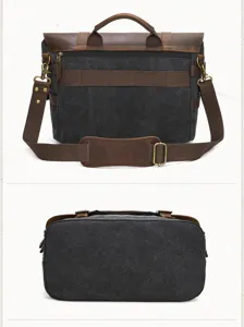 Vintage canvas messenger bag for men casual laptop shoulder bag retro crossbody bag durable canvas