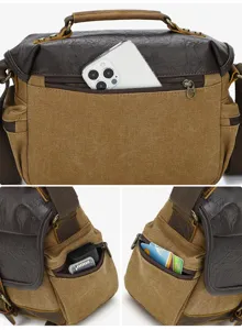 Retro Canvas DSLR Kameratasche Umhängetasche Fototasche multifunktionaler Messenger für Herren