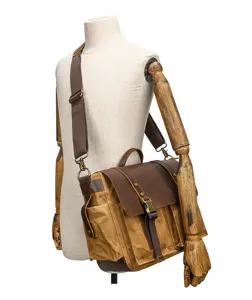 Vintage canvas leather messenger bag for men, casual shoulder crossbody bag for outdoor school.