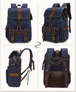 Vintage canvas camera rugzak grote capaciteit laptop rugzak voor fotografie reizen