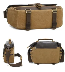 Vintage Canvas DSLR Kameratasche Umhängetasche Fotografie Tasche mit Lederdetails.