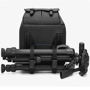 Waterproof camera backpack with tripod holder large capacity black photography bag