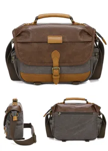 Vintage DSLR Kameratasche Canvas Umhängetasche Fotografie Tasche Detailansicht Mehrere Winkel