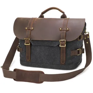 Men's Vintage Canvas Crossbody Bag Casual Waterproof Messenger Bag Retro Shoulder Computer Bag