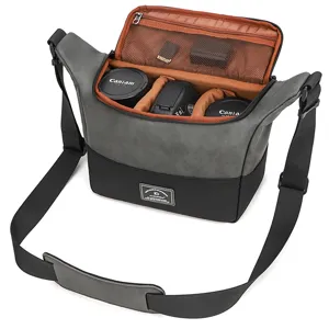 Borsa a tracolla per fotocamera in pelle PU, borsa fotografica impermeabile per reflex.