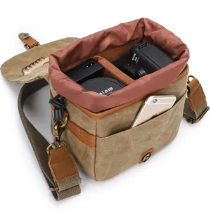Borsa A Tracolla Monospalla In Tela Retrò Per Fotocamera DSLR Impermeabile E Resistente All'Usura Per Apparecchiature Fotografiche Uomo Donna