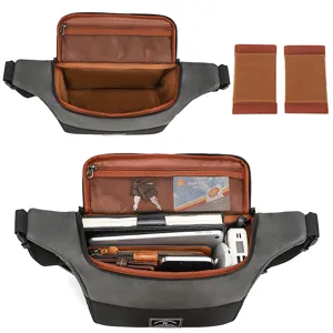 Borsa a tracolla in pelle PU per fotocamera reflex con divisori regolabili e tasche.
