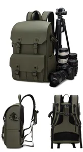 Waterproof photography backpack large capacity camera bag for drone and DSLR gear green