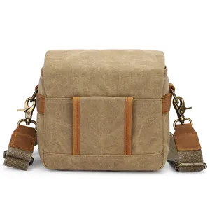 Borsa per fotocamera DSLR in tela vintage, borsa a tracolla multifunzionale per fotografia.