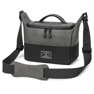 Borsa fotografica a tracolla in pelle PU impermeabile custodia per fotocamera DSLR