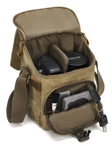 Sac bandoulière en toile vintage pour appareil photo numérique avec compartiments ajustables