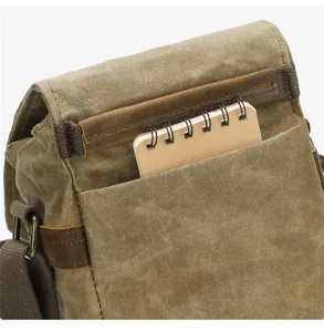 Sac bandoulière vintage en toile pour homme sac photo épaule résistant avec détails en cuir