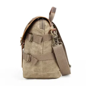 Retro canvas shoulder camera bag, waterproof vintage messenger bag for digital SLR cameras.