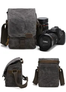 Sac bandoulière appareil photo en toile pour homme, sac numérique résistant aux usures.