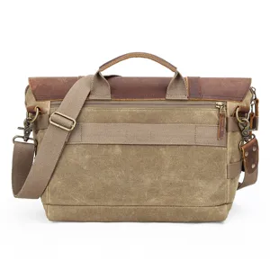 Retro waterproof waxed canvas messenger bag, vintage shoulder camera bag for DSLR SLR.
