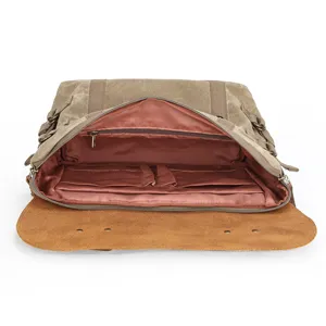 Vintage waterproof canvas camera bag, multi-pocket messenger shoulder bag for DSLR camera.