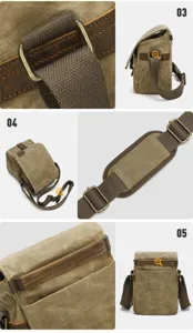 Sac bandoulière rétro en toile pour homme appareil photo étanche messenger sac