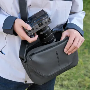 Men grey crossbody camera bag shoulder bag outdoor photography bag for digital gear storage