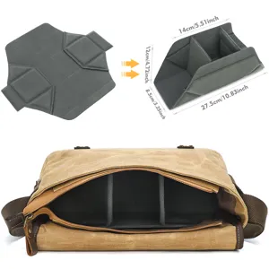 Men Retro Canvas Single Shoulder Crossbody Bag Waterproof Wear Resistant Photography Camera Bag Outdoor Casual Messenger Bag
