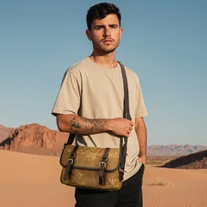 Canvas camera bag messenger shoulder bag for men outdoor photography casual crossbody