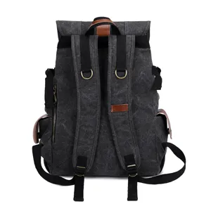 Zaino vintage in tela per uomo e donna, borsa da scuola casual, zaino da viaggio grigio scuro