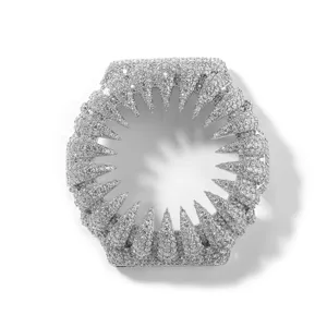 Detailed view of the iced-out zircon hip-hop watch bezel with unique spiky design.