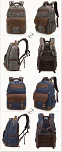 Vintage canvas dslr camera backpack multi-angle detail shot professional photography bag