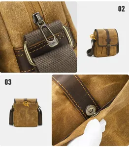 Vintage canvas messenger bag for men durable crossbody shoulder bag with leather trim.