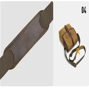 Men's vintage canvas messenger bag shoulder crossbody bag detail view with leather strap