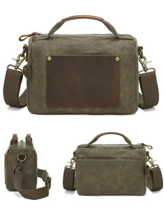 Men vintage canvas shoulder bag casual retro messenger handbag multi-angle display