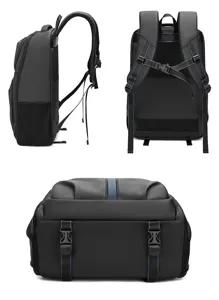 Detailansicht des schwarzen wasserdichten Rucksacks Oxford-Stoff Laptoptasche multifunktional