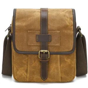 Men's Vintage Canvas Crossbody Bag Casual Waterproof Messenger Bag Retro Single Shoulder Bag For Daily Travel
