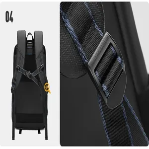 Multifunktionale schwarze Oxford-Kamerarucksack mit strapazierfähigen Gurten und Rücken.