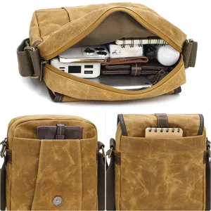 Men canvas messenger bag vintage cross body shoulder bag multi pocket casual daily use