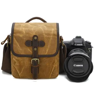 Vintage Canvas Camera Bag Waterproof Shoulder Crossbody Photography Bag For DSLR SLR