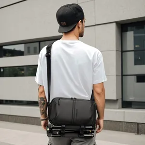 Herren Schulter Kameratasche mit Stativgurt urbane Freizeit Umhaengetasche Digitale Taschen