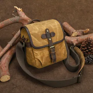 Vintage waxed canvas DSLR camera bag crossbody photography messenger bag with adjustable strap